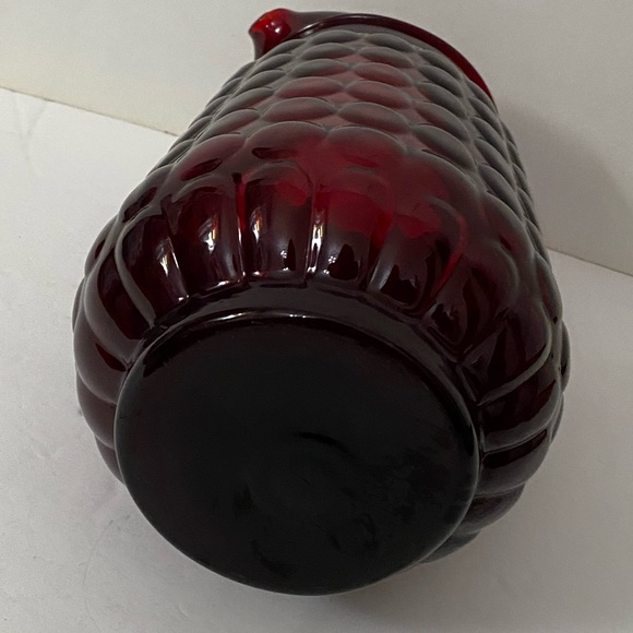 Vintage Anchor Hocking Ruby Red Bubble Glass Lip Water Pitcher 64 oz - Picture 7 of 11